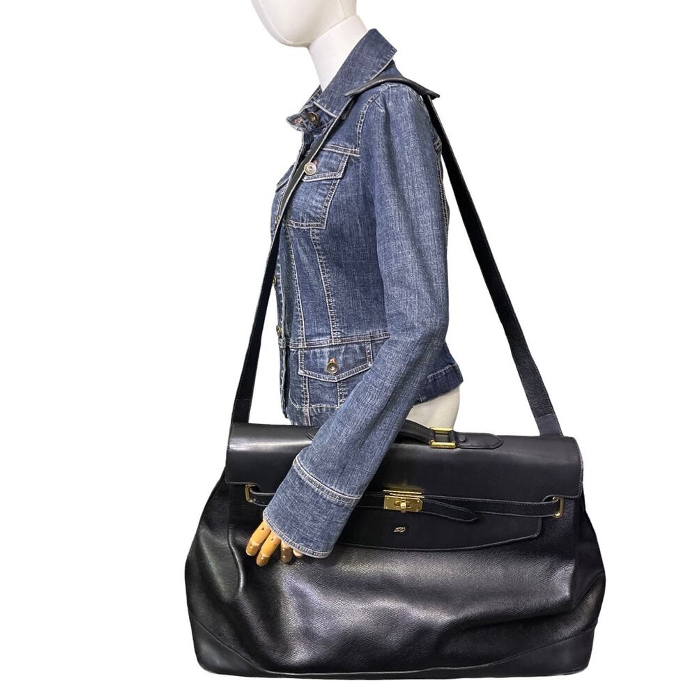 S.T. Dupont Paris Black Leather Weekend Travel Garment Bag Briefcase France